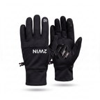2WIN Driving Gloves — black pair, reflective wordmark and glossy hexagon palm