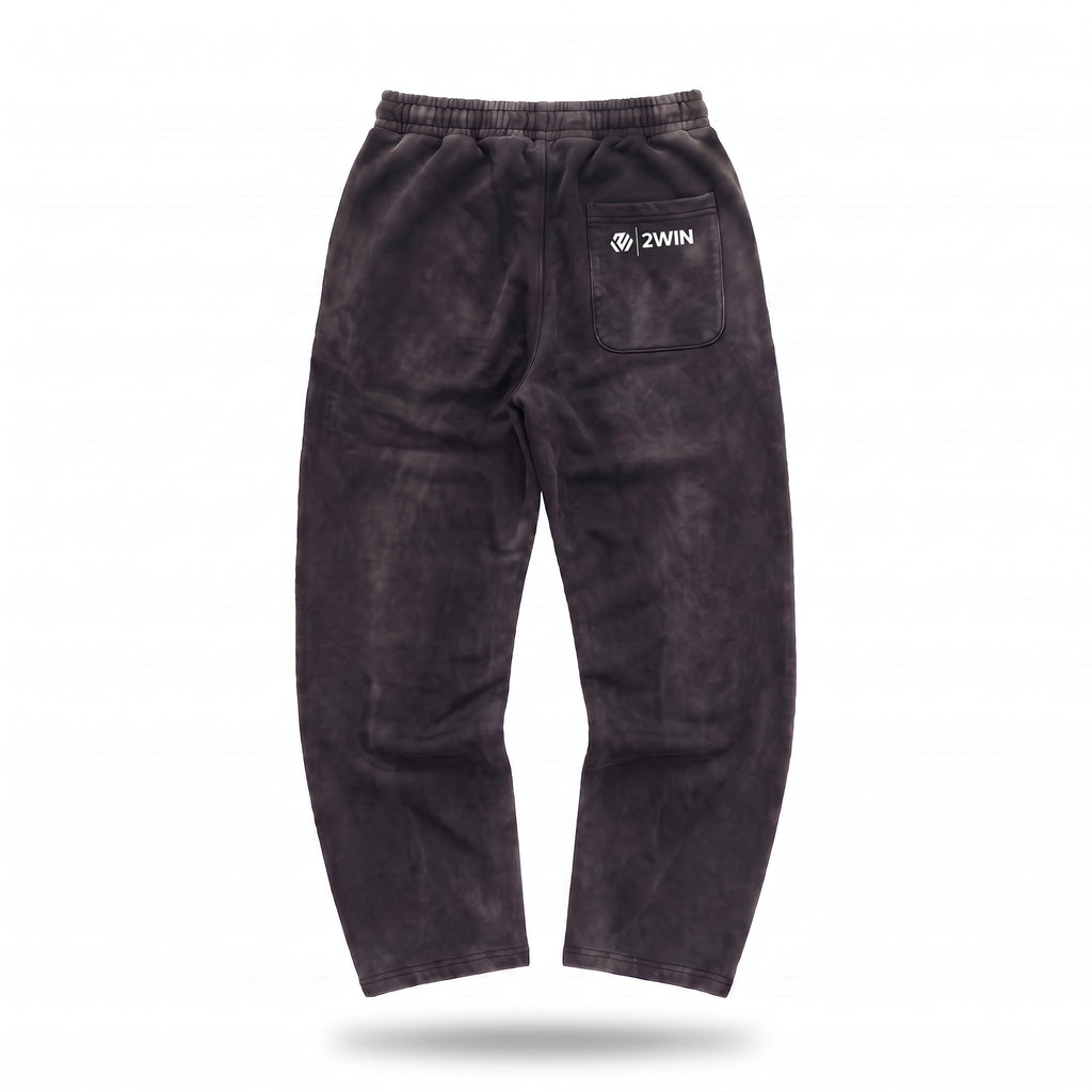 2WIN Smiley Pants in washed black — back view with the 2WIN patch on the back pocket