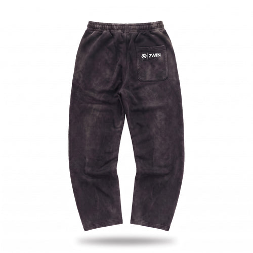 2WIN Smiley Pants in washed black — back view with the 2WIN patch on the back pocket