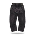 2WIN Smiley Pants in washed black with raw-edge 2WIN arc appliqué