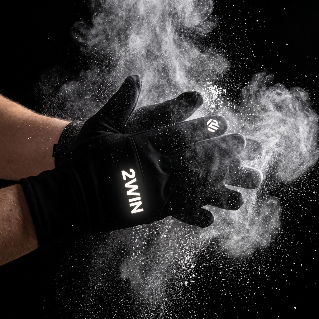 2WIN gloves clapping with chalk dust burst on black